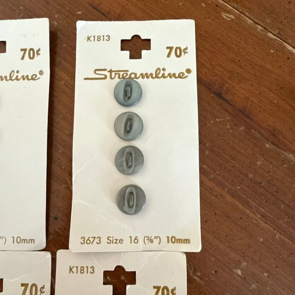 Vintage Streamline Gray Buttons Made in Italy | 16 Total | Size 16 (3/8”) | New